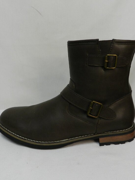 St. John\'s Bay SJB Statham Size 12 NEW brown Faux Leather zip moto boots Ankle main image 14